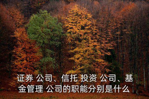  證券 公司、信托 投資 公司、基金管理 公司的職能分別是什么