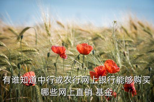 有誰知道中行或農行網上銀行能夠購買哪些網上直銷 基金