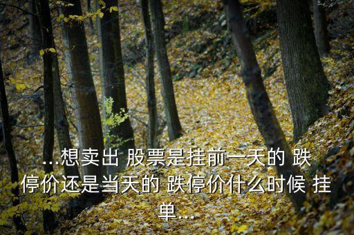 跌停的股票幾點(diǎn)掛單賣(mài),跌停股票第二天上漲概率