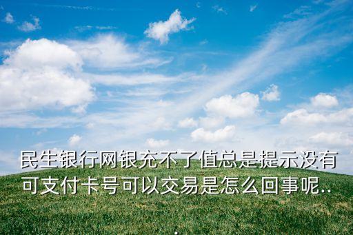  民生銀行網(wǎng)銀充不了值總是提示沒(méi)有可支付卡號(hào)可以交易是怎么回事呢...