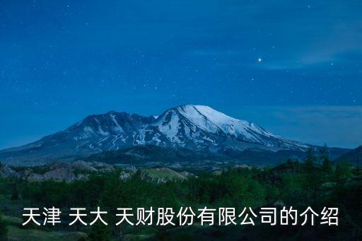 天津 天大 天財(cái)股份有限公司的介紹
