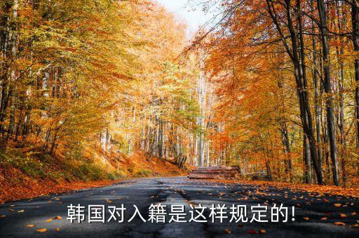  韓國對(duì)入籍是這樣規(guī)定的!