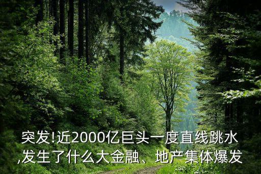 突發(fā)!近2000億巨頭一度直線跳水,發(fā)生了什么大金融、地產(chǎn)集體爆發(fā)