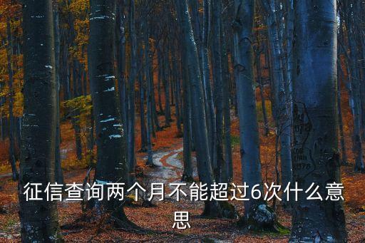  征信查詢兩個(gè)月不能超過(guò)6次什么意思