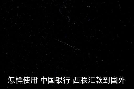 怎樣使用 中國銀行 西聯匯款到國外