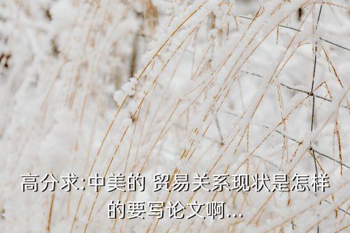 高分求:中美的 貿易關系現狀是怎樣的要寫論文啊...