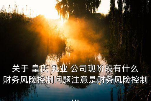 關于 皇氏 乳業(yè) 公司現(xiàn)階段有什么財務風險控制問題注意是財務風險控制...