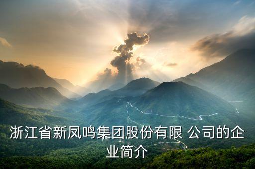 浙江省新鳳鳴集團(tuán)股份有限 公司的企業(yè)簡(jiǎn)介