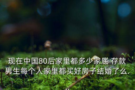 現(xiàn)在中國80后家里都多少家底 存款男生每個(gè)人家里都買好房子結(jié)婚了么...