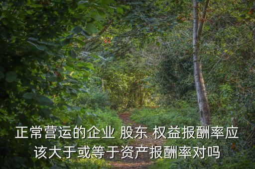 正常營運的企業(yè) 股東 權益報酬率應該大于或等于資產(chǎn)報酬率對嗎