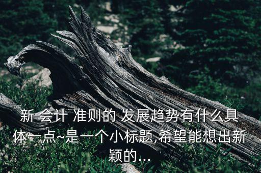 新 會(huì)計(jì) 準(zhǔn)則的 發(fā)展趨勢有什么具體一點(diǎn)~是一個(gè)小標(biāo)題,希望能想出新穎的...