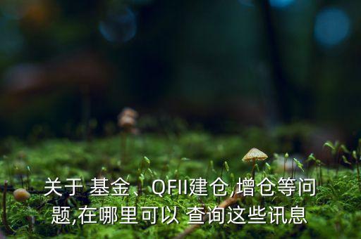 關(guān)于 基金、QFII建倉(cāng),增倉(cāng)等問(wèn)題,在哪里可以 查詢(xún)這些訊息