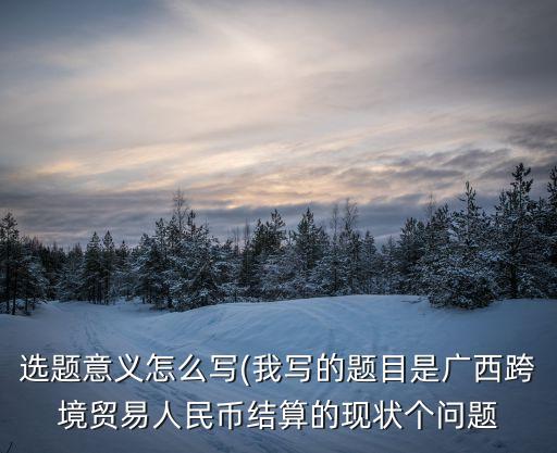 選題意義怎么寫(我寫的題目是廣西跨境貿易人民幣結算的現(xiàn)狀個問題