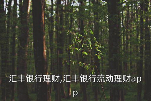 北京匯豐銀行理財,匯豐銀行流動理財app