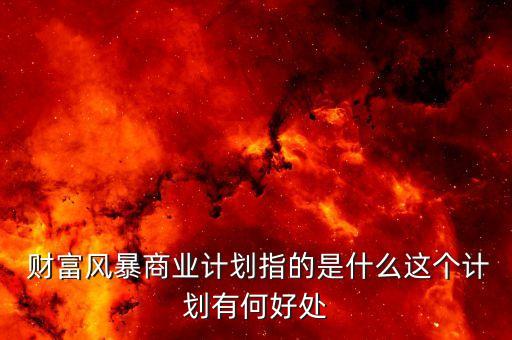  財(cái)富風(fēng)暴商業(yè)計(jì)劃指的是什么這個(gè)計(jì)劃有何好處