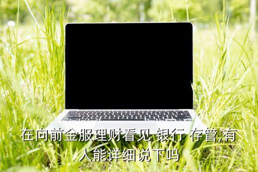 在向前金服理財看見 銀行 存管,有人能詳細說下嗎