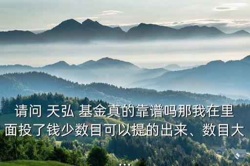 請問 天弘 基金真的靠譜嗎那我在里面投了錢少數(shù)目可以提的出來、數(shù)目大...