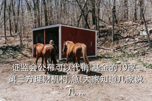 證監(jiān)會(huì)公布可以代銷 基金的19家 第三方理財(cái)機(jī)構(gòu),急!大家知道幾家說幾...