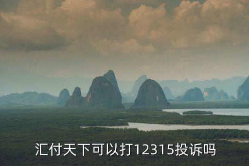  匯付天下可以打12315投訴嗎