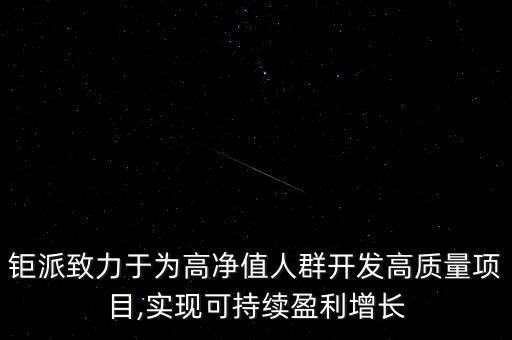 鉅派致力于為高凈值人群開發(fā)高質量項目,實現可持續(xù)盈利增長