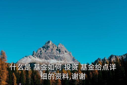 什么是 基金如何 投資 基金給點詳細的資料,謝謝