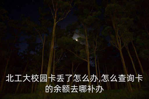 北工大校園卡丟了怎么辦,怎么查詢卡的余額去哪補(bǔ)辦