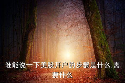 誰(shuí)能說(shuō)一下美股開(kāi)戶的步驟是什么,需要什么