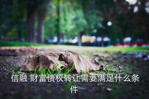  信融 財富債權轉讓需要滿足什么條件