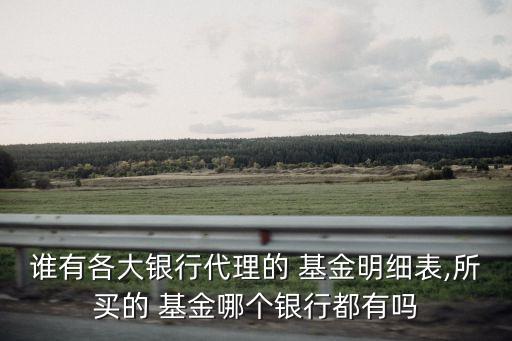 誰有各大銀行代理的 基金明細表,所買的 基金哪個銀行都有嗎