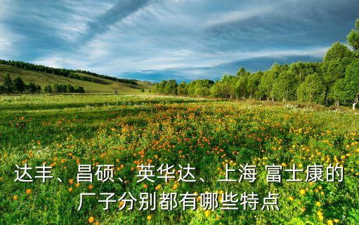 達豐、昌碩、英華達、上海 富士康的廠子分別都有哪些特點