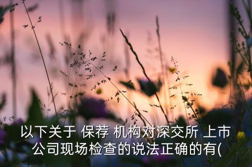 以下關(guān)于 保薦 機構(gòu)對深交所 上市 公司現(xiàn)場檢查的說法正確的有(