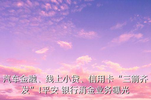 汽車金融、線上小貸、信用卡“三箭齊發(fā)”!平安 銀行消金業(yè)務(wù)曝光