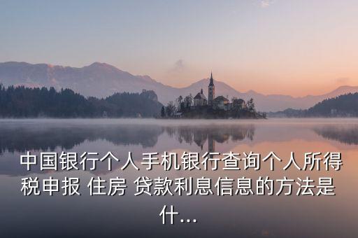  中國(guó)銀行個(gè)人手機(jī)銀行查詢(xún)個(gè)人所得稅申報(bào) 住房 貸款利息信息的方法是什...