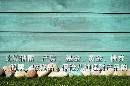 比較儲蓄、產(chǎn)房、 基金、黃金、債券、股票、收藏品、保險八種理財產(chǎn)品的...