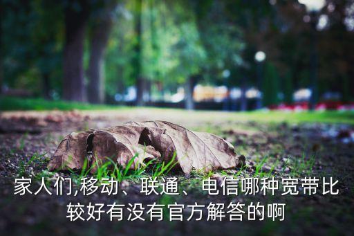 家人們,移動、聯通、電信哪種寬帶比較好有沒有官方解答的啊