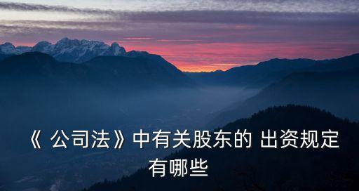 《 公司法》中有關股東的 出資規(guī)定有哪些