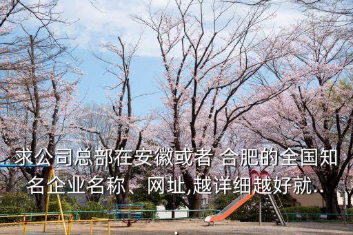 求公司總部在安徽或者 合肥的全國知名企業(yè)名稱、網(wǎng)址,越詳細越好就...