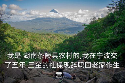 我是 湖南茶陵縣農(nóng)村的,我在寧波交了五年 三金的社?，F(xiàn)辭職回老家作生意...