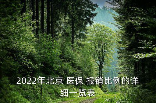 2022年北京 醫(yī)保 報銷比例的詳細(xì)一覽表