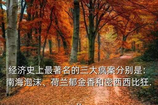 經(jīng)濟(jì)史上最著名的三大瘋案分別是: 南海泡沫、荷蘭郁金香和密西西比狂...