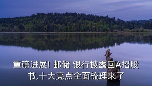 重磅進(jìn)展! 郵儲 銀行披露回A招股書,十大亮點(diǎn)全面梳理來了