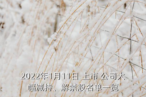2022年1月11日 上市 公司大幅減持、解禁股名單一覽