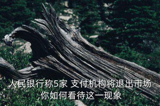 人民銀行稱5家 支付機構(gòu)將退出市場,你如何看待這一現(xiàn)象