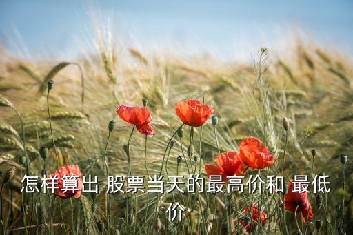 怎樣算出 股票當天的最高價和 最低價