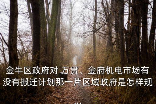 金牛區(qū)政府對(duì) 萬(wàn)貫、金府機(jī)電市場(chǎng)有沒(méi)有搬遷計(jì)劃那一片區(qū)域政府是怎樣規(guī)...