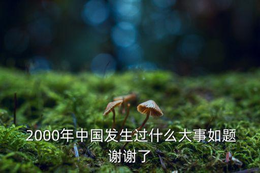  2000年中國(guó)發(fā)生過什么大事如題謝謝了