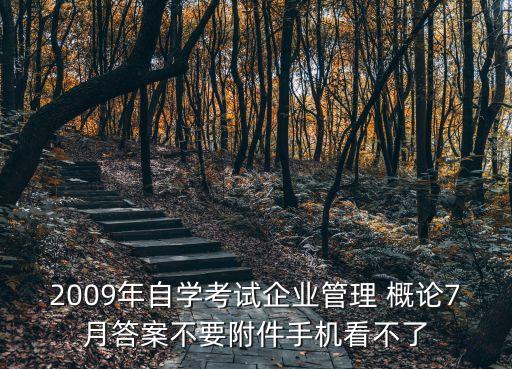 2009年自學考試企業(yè)管理 概論7月答案不要附件手機看不了