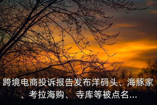 跨境電商投訴報告發(fā)布洋碼頭、海豚家、考拉海購、 寺庫等被點名...