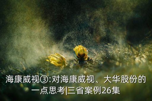 ?？低暍?對?？低?、大華股份的一點思考|三省案例26集