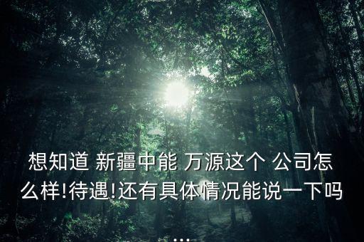 想知道 新疆中能 萬(wàn)源這個(gè) 公司怎么樣!待遇!還有具體情況能說(shuō)一下嗎...